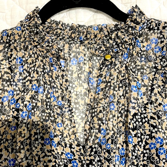 Shoshanna Short Sleeve Floral Dress with Metallic, size 0 - Picture 4 of 11